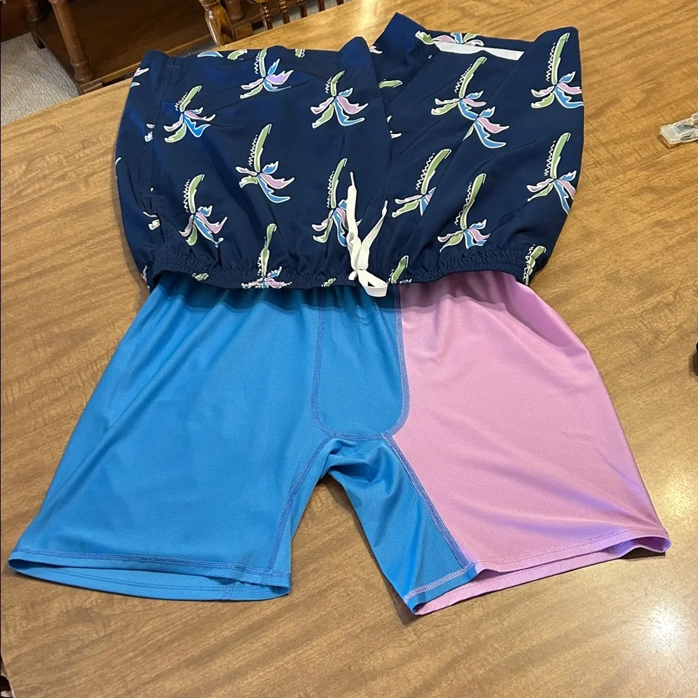 Chubbies Men’s Navy Palm Tree Swim Trunks – Tropical Print Compression XXL FF